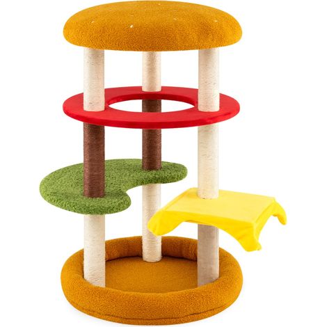 Torre multi-livello per gatti con trespolo imbottito tiragraffi di sisal, Albero per gatti 106 cm per animali domestici Verde (1/3)