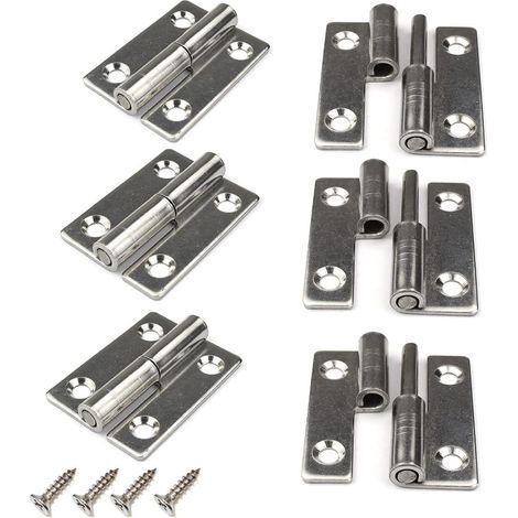 CCYKXA 6 Pack 1.5" Detachable Door Hinges 304 Stainless Steel for Interior and Exterior Doors (1/5)