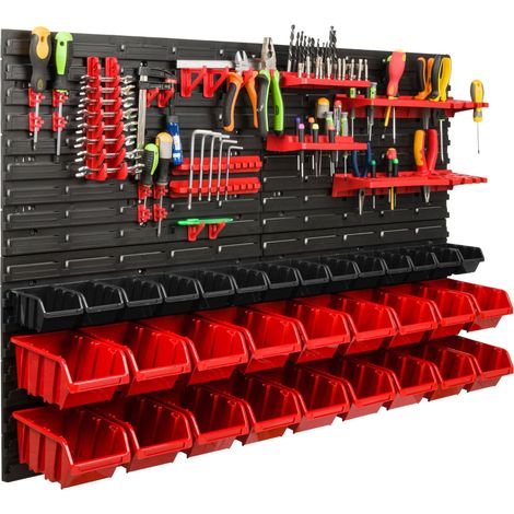 Panneau à outils d'atelier 115 x 78 cm + 32 plateaux (1/5)