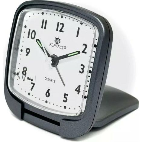 Reloj despertador de cuarzo A808C2-grafito, perfecto para el viajero.