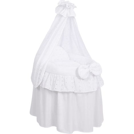 Poussette pour poupée, couffin Moïse pour poupées avec auvent blanc aurore et dentelle brodée