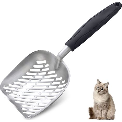 Cuillère à litière pour chat, tamis en alliage d'aluminium, pelle profonde, long manche, solide