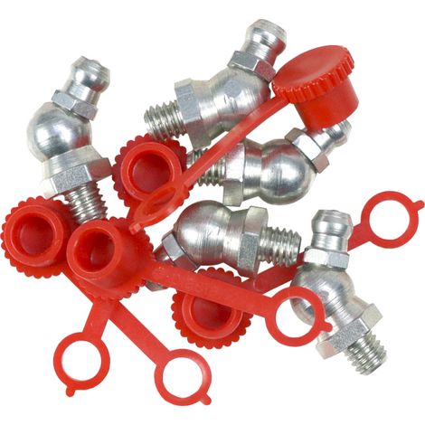 Set di ingrassatori M6x45, copriingrassatore rosso, 5 pezzi (1/3)
