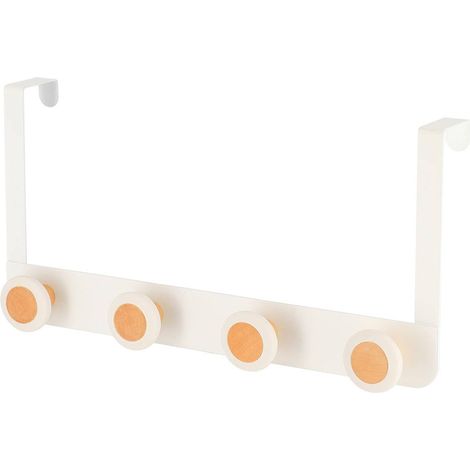 Patere metal et bois 4 crochets - blanc - Tendance (1/4)