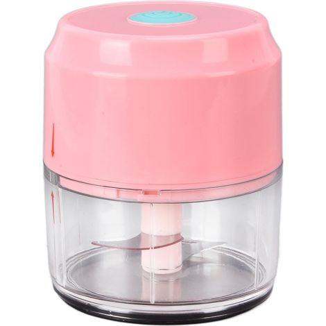 Hachoir à Ail Électrique Mini sans Fil USB Rose avec Lames Doubles (1/5)