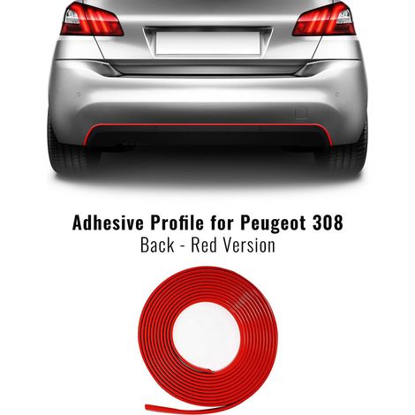 Profilo Adesivo per Dam Paraurti Peugeot 308 con Biadesivo 3M APT - Colore: ROSSO - Confezione: POSTERIORE
