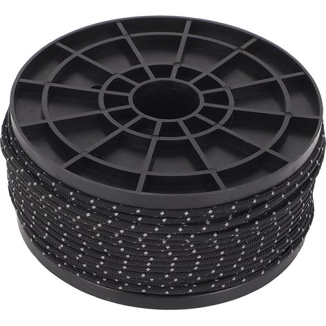 Paracorde réfléchissante, 2,5 mm, légère, coupe-vent, portable, pour le camping et la randonnée, noire (1/5)