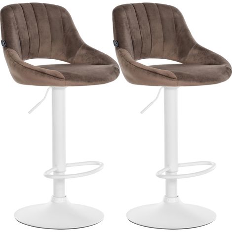Set da 2 sgabelli da bar Milet in velluto marrone Metallo bianco opaco