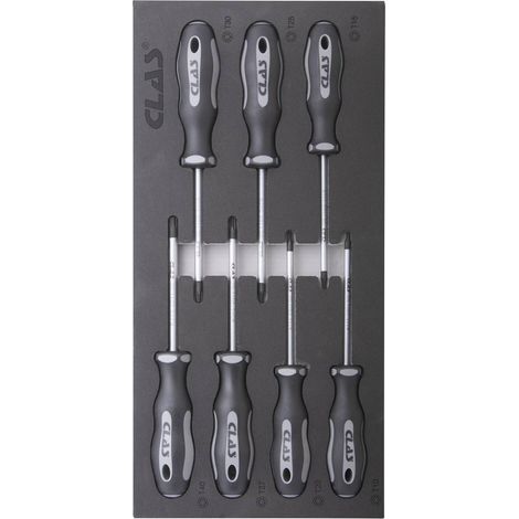 Insert 7 tournevis torx T10-40 SVCM et poignée bi-matière PP+TPV - OS 1100 - CLAS Equipements