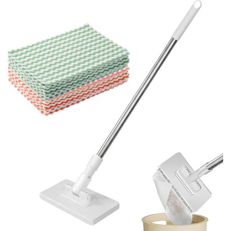 Serpillière , Balai Serpillère Rotatif 360°avec 10 Tampons Réutilisables en Microfibre, Balai Plat Lavage Sol pour Nettoyage Types Sols , Dépoussiérer, Nettoyer Les Vitres (1/5)