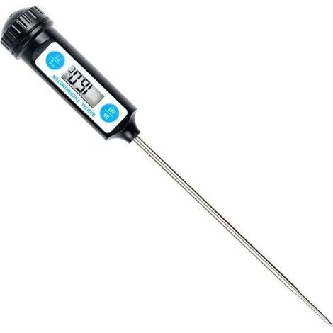 Thermomètre de mesure Cuisson, XU,Thermomètres Cuisine À affichage numérique Digital avec Sonde Longue et LCD Ecran pour Nouriture, Viande, Huile, Lait, BBQ Chaude KZQ - KZQ
