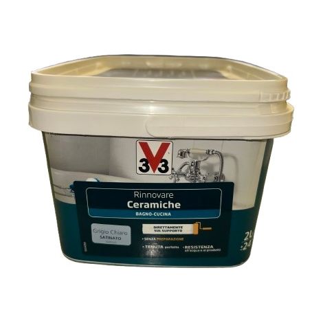 V33 - RINNOVARE CERAMICHE BAGNO-CUCINA GRIGIO CHIARO SATINATO 2 LT