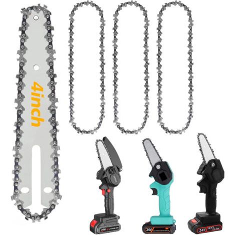 Lot de 3 chaînes de tronçonneuse 4 pouces – Acier haute qualité – 28 maillons – Pour coupe précise du bois et matériaux variés