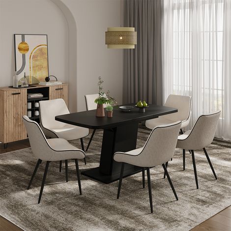 tavolo da pranzo allungabile Fenaro, Nero, 120 x 80 cm estensibile, Vicco