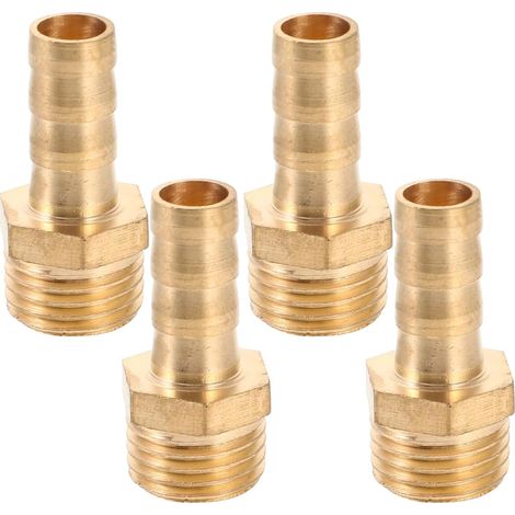 4 Piece Industrial Connector Fittings Straight Threaded Brass Piece
