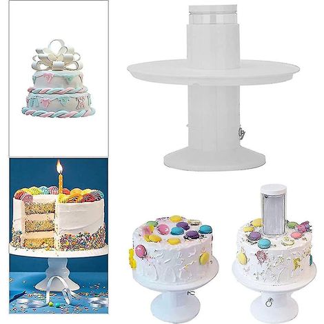 Présentoir à gâteau surprise 2 en 1 avec anneau à tirer, idéal pour les gâteaux d'anniversaire d'enfants. (1/4)