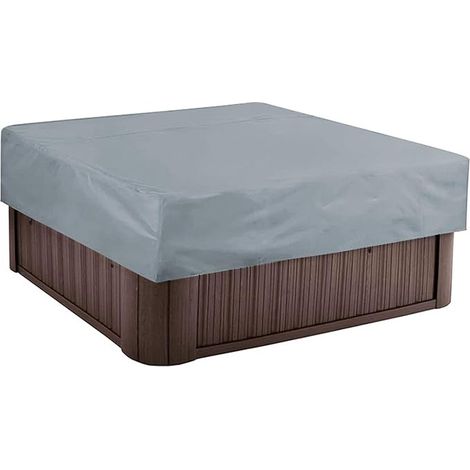 Housse de Bain à Remous Carrée Etanche Couverture Spa en 190T 207x207x30cm Polyester Tissu Gris (1/5)