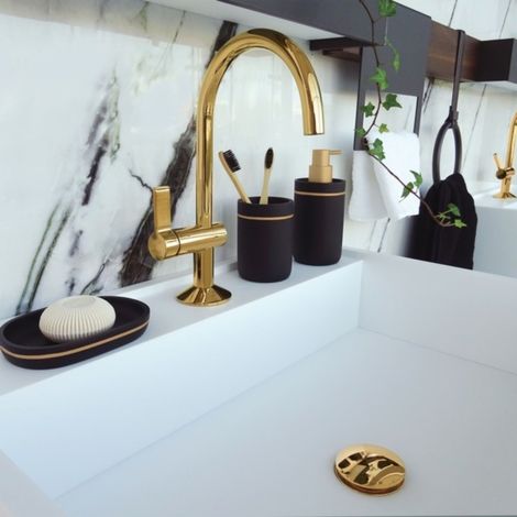 Set de 3 accesorios de baño BLY Black & Gold Spirella