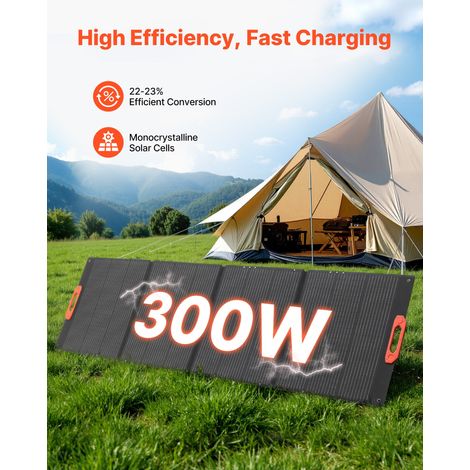 Panneau Solaire Portable 300 W Chargeur Solaire Pliable Monocristallin Haute Efficacité 23 % pour Stations Alimentation Camping Ran… (1/5)