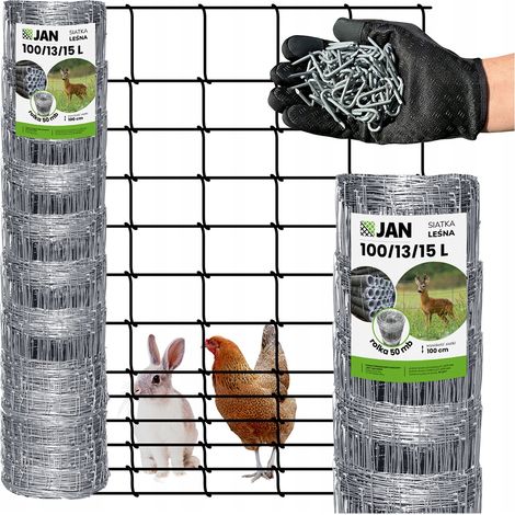 Grillage forestier hauteur 100/13/15 L 50 m ÉPAIS GRATUIT pour poules LIÈVRES