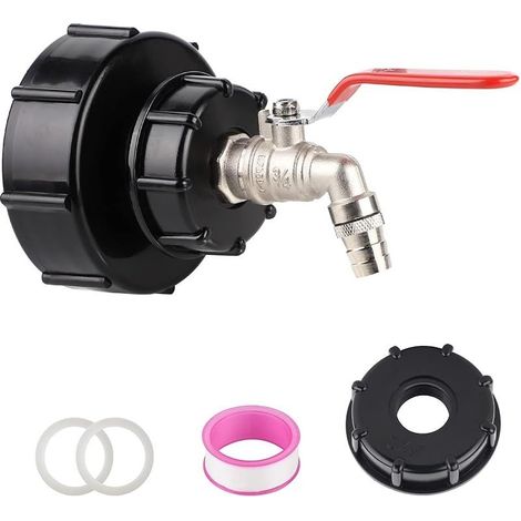 Robinet Cuve 1000L Laiton Connecteur Cuve 1000L Adaptateur de Réservoir IBC Adaptateur Cuve S100x8/S60x6 Filetage Grossier 3/4' Raccord Cuve IBC Robinet Recuperateur Eau de Pluie (1/5)