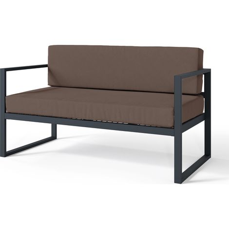 Selsey Dywilly - Garten-Sofa 2-Sitzer, wasserabweisend, braun/schwarzes Gestell (1/4)