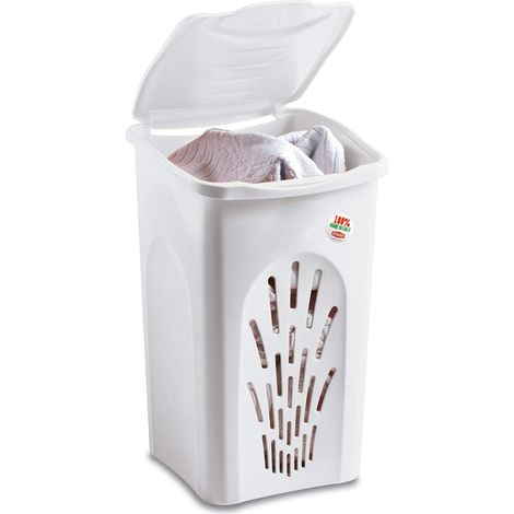 Portabiancheria Primavera Traforato Bianco L 50 cm 37 x 37X56 H Stefanplast (1/2)