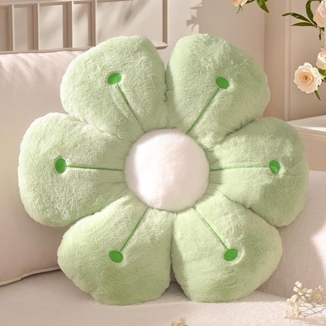 1 Coussin Sol Forme Fleur, Peluche Douce Vert, Décoration Canapé Chambre Enfant 40 cm (1/5)