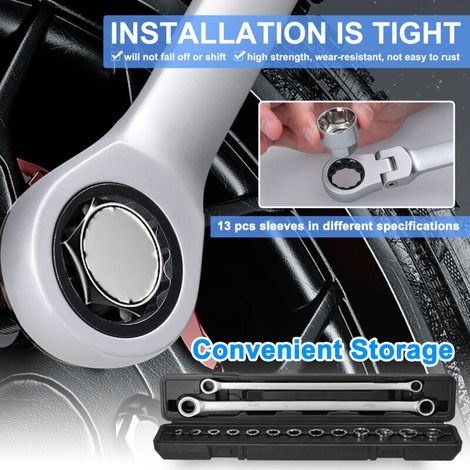 Clé à cliquet 15 en 1 – Kit universel pour moto, vélo, voiture, salle de bain et bricolage (1/5)