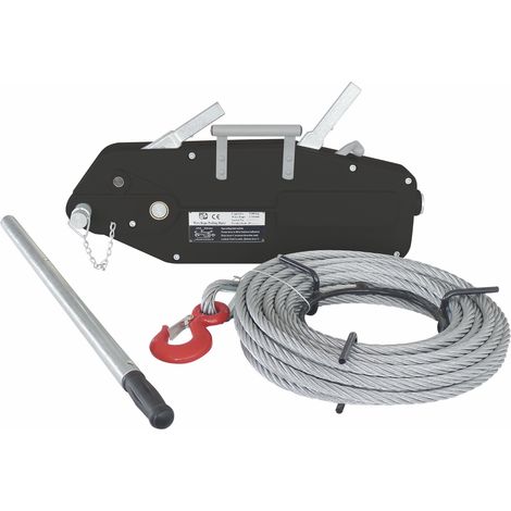 Drakkar Equipement – Treuil manuel 3200 kg – Câble de 20 m – Pour chantiers humides et terrains accidentés – Moteur à traction efficace (1/2)