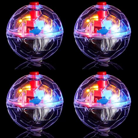 4 Pieces Ghost Hunting Cat Ball Motion Light up Cat Balls LED Motion Activated Pet Ball Motion Light up Interactive Toys Pet Glowing Mini Running Exercise Ball Toys