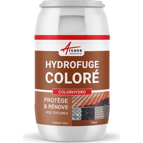 Arcane Industries – Imperméabilisant coloré pour toiture – Hydrofuge oléofuge teinté – 200 L brun cuivré – Protection durable contre l'humidité et les dépôts verts (1/4)