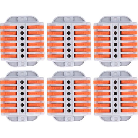 6Connecteurs de fil compacts ABS cuivre, bornes de connexion rapide universelles, conducteurs de câblage, lot de 6 pièces (1/5)