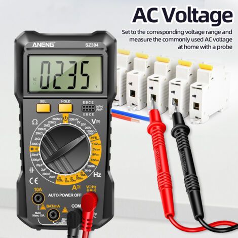 Jeffergarden ANENG SZ304 Multimètre numérique multifonction 1999 points True RMS Testeur portable de haute précision Mesure la tension, la résistance au courant, la capacité, la diode de fréquence ave (1/4)