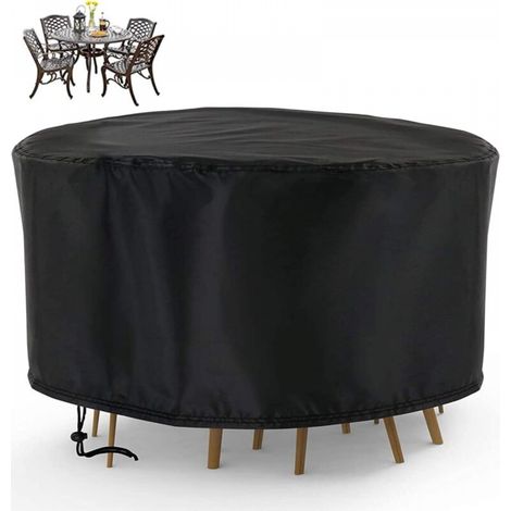Ineasicer Housse de Protection Table Ronde de Jardin 230 X 110CM, Housse Salon de Jardin Imperméable, 420D Oxford Bache Protection Table Exterieur Ronde (1/5)