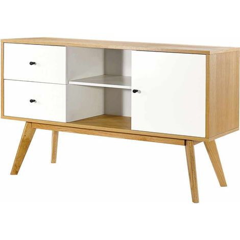 Mobile Porta TV bianco con gambe legno, soggiorno, ingresso, ufficio 120x40 - Gardenia Bianco