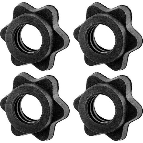 Lot de 4 vis de serrage pour barre d'haltères de 25 mm, avec écrou hexagonal antidérapant et système de verrouillage rotatif, idéal pour l'entraînement de force.