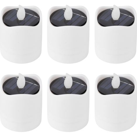 Lot de 6 bougies solaires étanches, bougies LED électroniques pour décoration de mariage en extérieur (1/4)