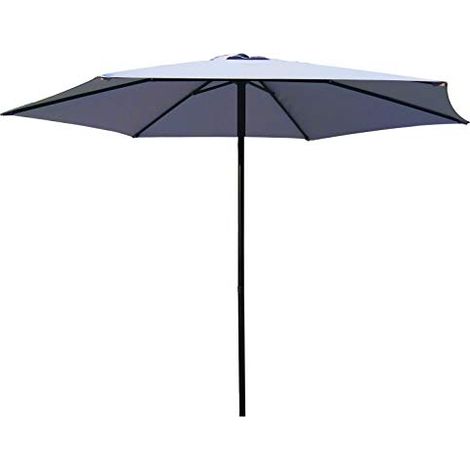 Ombrellone Rotondo Grigio 3 mt Push Up Antivento Tavolo Giardino Palo Centrale (1/4)