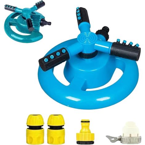 Aspersor automático, rotación de 360 grados, boquilla ajustable, juego azul aleatorio (1/2)