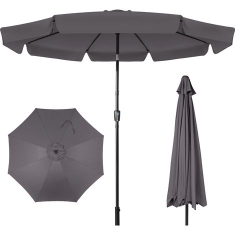 Puluomis Parasol droit rectangulaire - 3M - UPF30 +-mât central en aluminium orientable et manivelle d'ouverture- Gris foncé (1/5)
