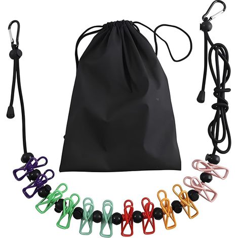 Stendibiancheria retrattile e da viaggio con 12 clip - Ideale per campeggio, camper, balconi, hotel, navi da crociera e altri luoghi. (1/5)