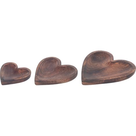 Dekorative Herztabletts aus Holz, 3er-Set, Mehrzwecktabletts für Esszimmer, Küche und Wohnzimmer, ideales Geschenk
