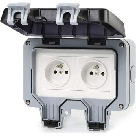 IP66 wasserdichte Steckdose, Außensteckdosen, doppelte wasserdichte Steckdose, doppelte elektrische Außensteckdose, wasserdichte Außensteckdose, Steckdose mit doppelter Steckdose (1/5)