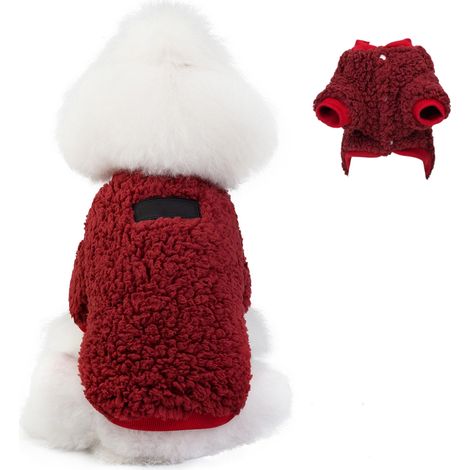 1 pull pour chien ou chat, rouge, en peluche, taille M à XXL, pour automne et hiver (1/5)