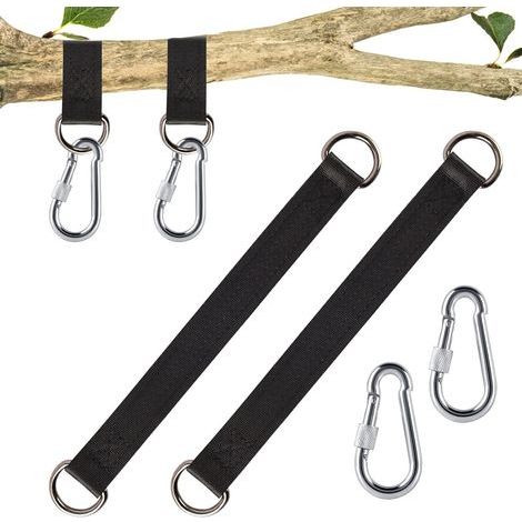 Set of 2 hammock, swing, and suspension hooks in imitation nylon, suspension strap with 2 heavy-duty carabiners and D-rings for swings and hammocks (1/5)