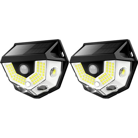 Lampe solaire à détecteur de mouvement, grand angle 270°, étanche IP65, éclairage de sécurité extérieur pour porte d'entrée, cour et garage (lot de 2) (1/5)