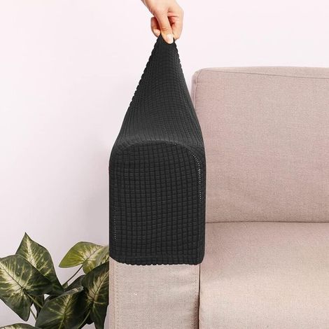 Set of 2 Non-slip Elastic Fleece Protective Covers for Sofa Armrest