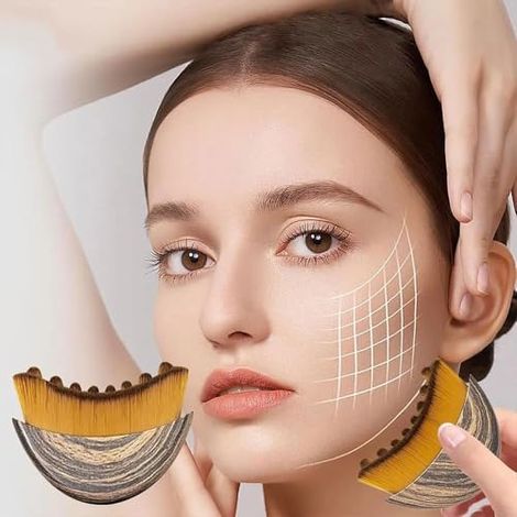 2-teiliges Gesichts-Lymphdrainage-Set, Gesichtsbürste, Lymphdrainage-Massagegerät für Kinn und Kieferkontur mit Aufbewahrungsbox (Braun) (1/5)