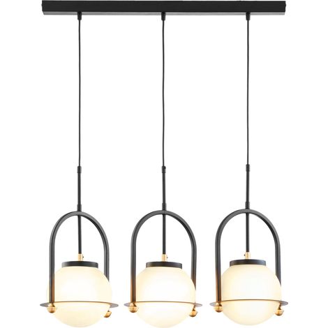 Lampadario sospensione loft nero 3 luci sfere E27 Jupiter ROSSO (1/4)
